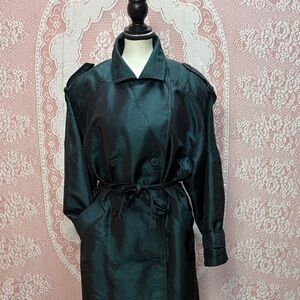 Vintage White Tiger Green Trench Coat | Belted | 90s